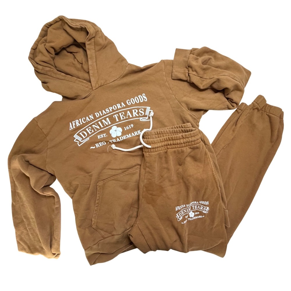 Denim Tears African Diaspora Goods Hoodie Sweatpants Set Brown Large Mens Flaws